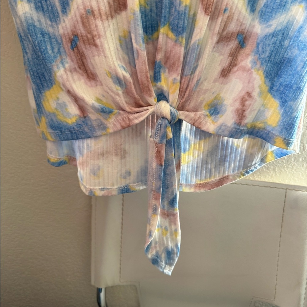 CURVE Tie-Dye Short Sleeve Top - Blue, Pink, Yellow - Picture 6 of 6